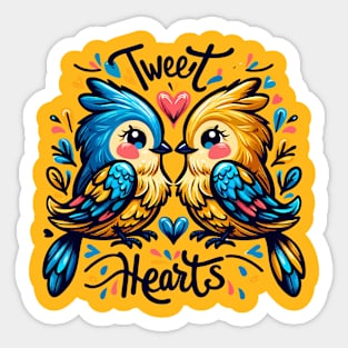 Lovebirds Whimsy: Beak-to-Beak Heart Creation Sticker